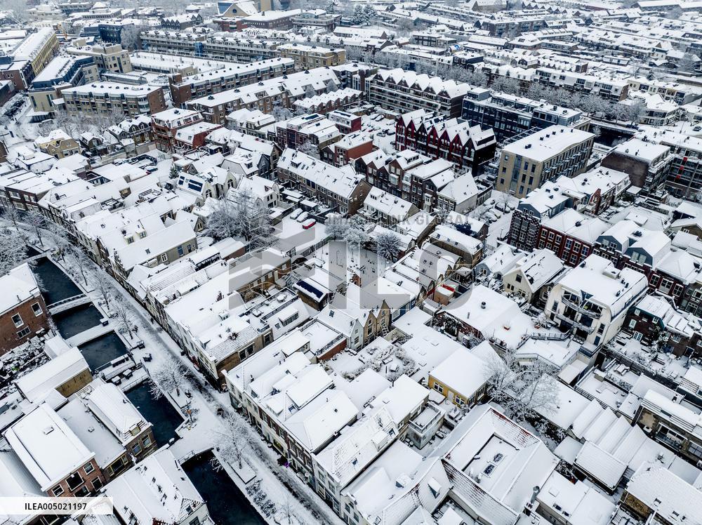 Gouda Overview In The Snow - Netherlands
