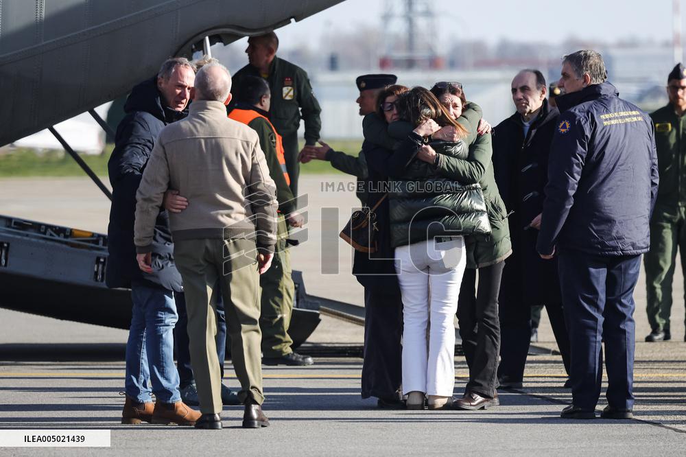 Arrival of The Bodies of Italian Victims of The New Year's Eve Fire in Crans-Montana - Milan