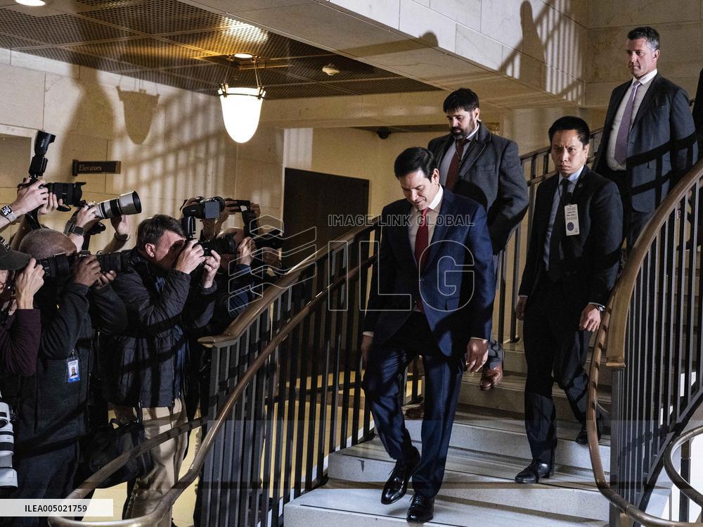 Marco Rubio Arrives to Brief Congress on Venezuela