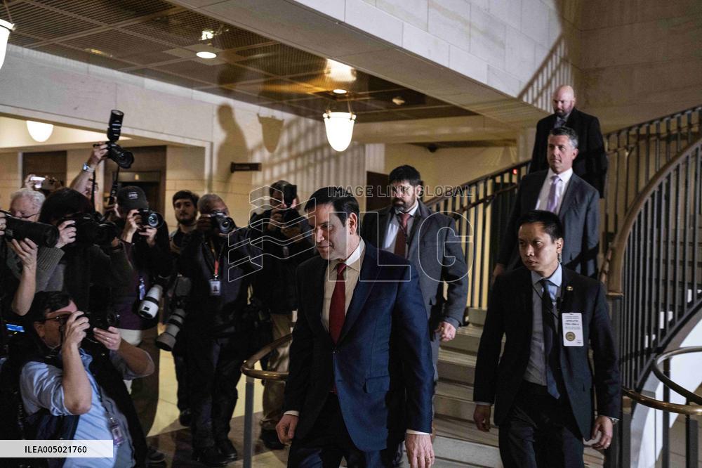 Marco Rubio Arrives to Brief Congress on Venezuela