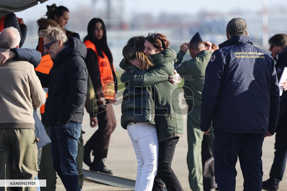 Coffins Of Crans Montana Fire Victims Arrive At Linate Airport - Milan