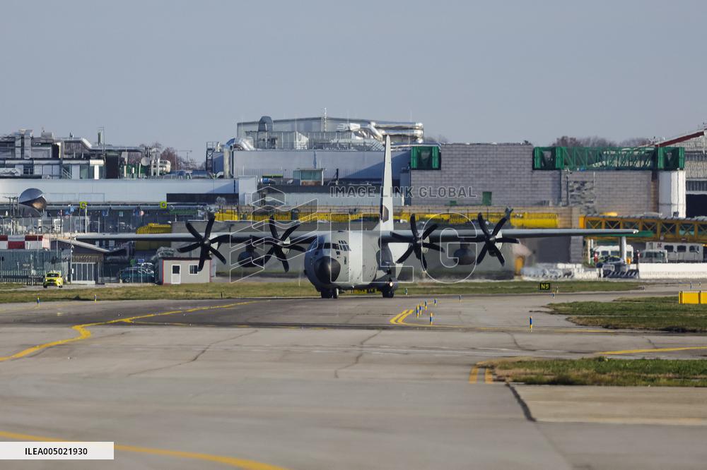 Coffins Of Crans Montana Fire Victims Arrive At Linate Airport - Milan