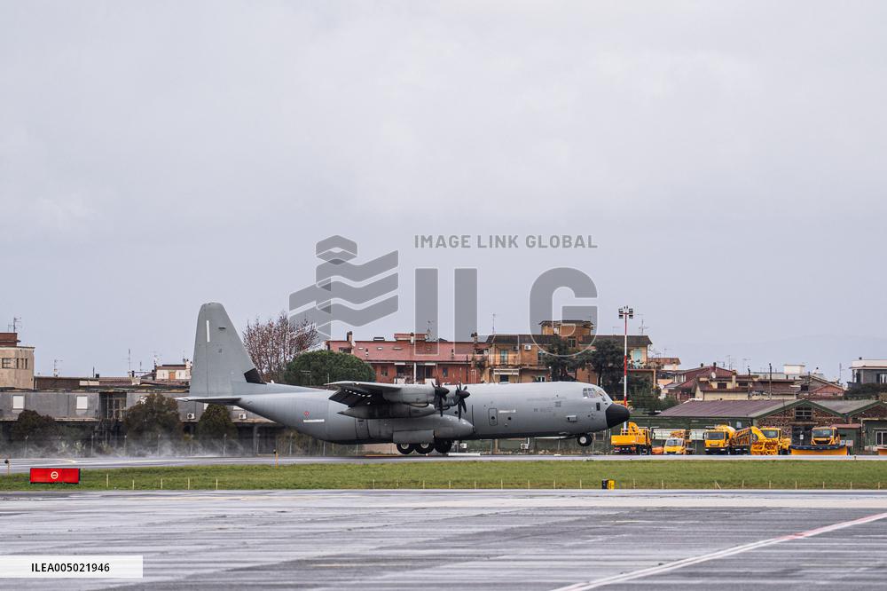Coffins Of Crans Montana Fire Victims Arrive At Linate Airport - Milan