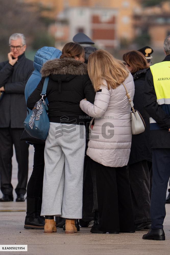 Coffins Of Crans Montana Fire Victims Arrive At Linate Airport - Milan