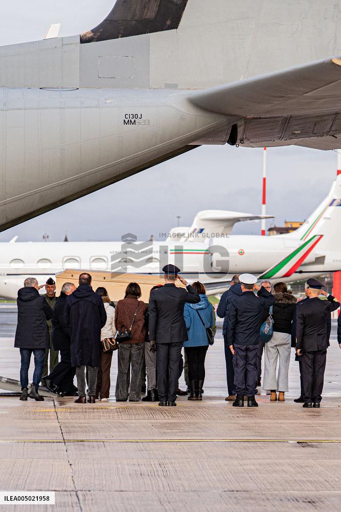 Coffins Of Crans Montana Fire Victims Arrive At Linate Airport - Milan