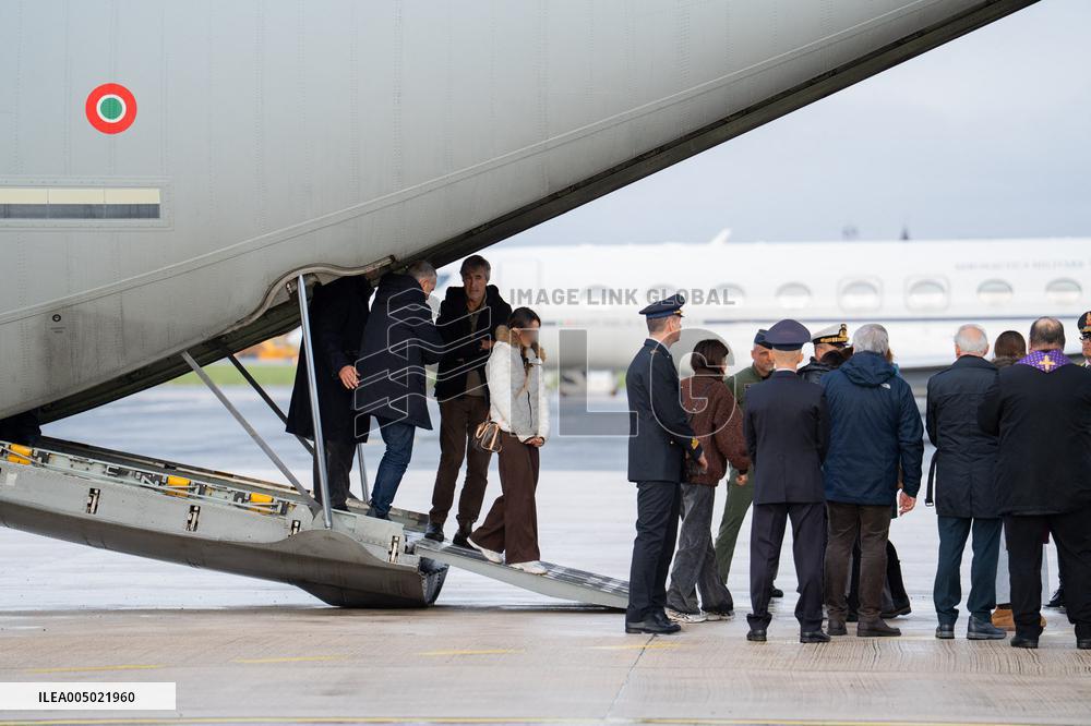 Coffins Of Crans Montana Fire Victims Arrive At Linate Airport - Milan