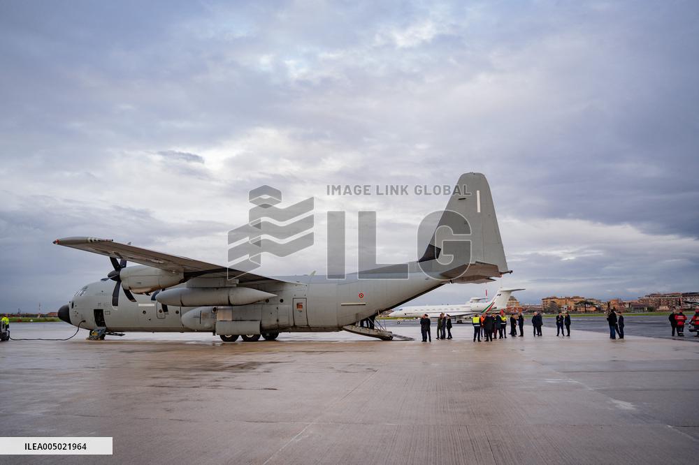 Coffins Of Crans Montana Fire Victims Arrive At Linate Airport - Milan