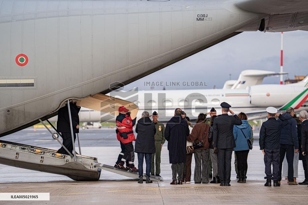 Coffins Of Crans Montana Fire Victims Arrive At Linate Airport - Milan