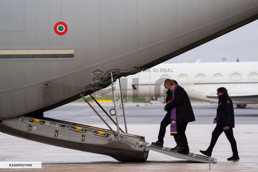 Coffins Of Crans Montana Fire Victims Arrive At Linate Airport - Milan
