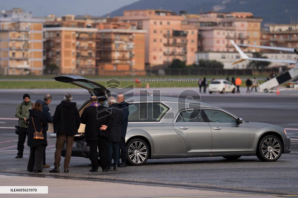Coffins Of Crans Montana Fire Victims Arrive At Linate Airport - Milan