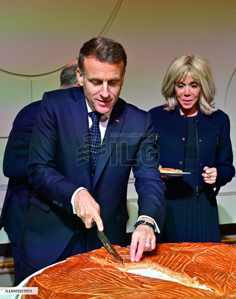 President Macron At The Traditional Epiphany Galette Ceremony - Paris
