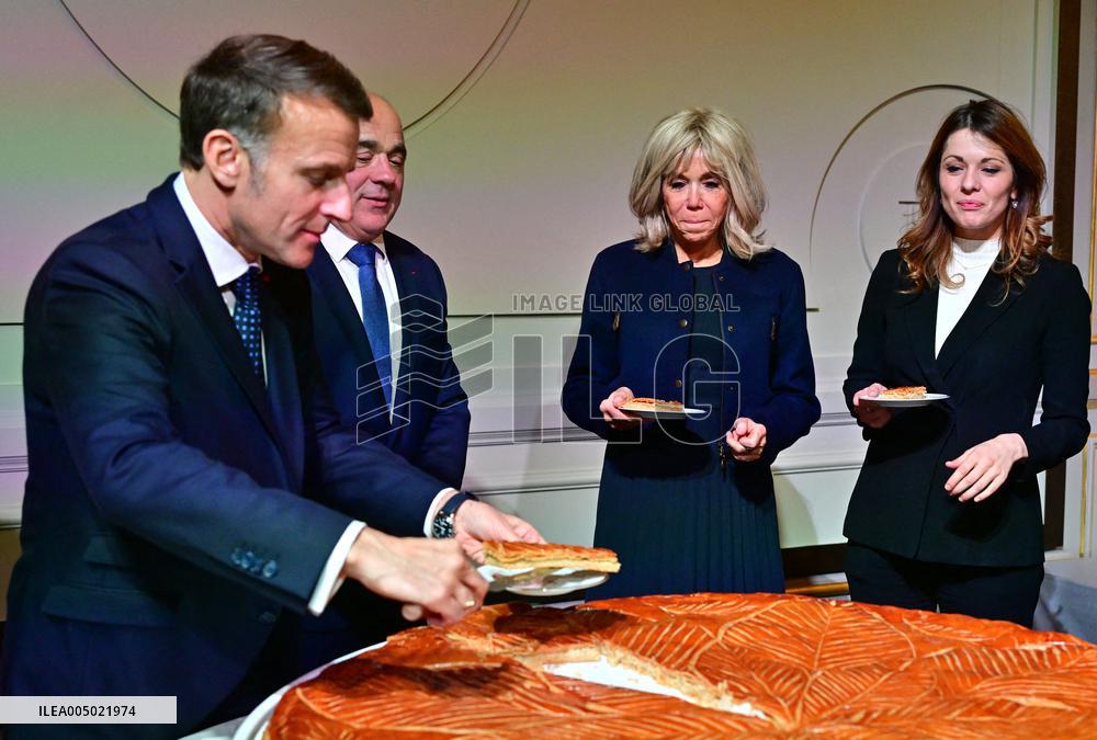 President Macron At The Traditional Epiphany Galette Ceremony - Paris