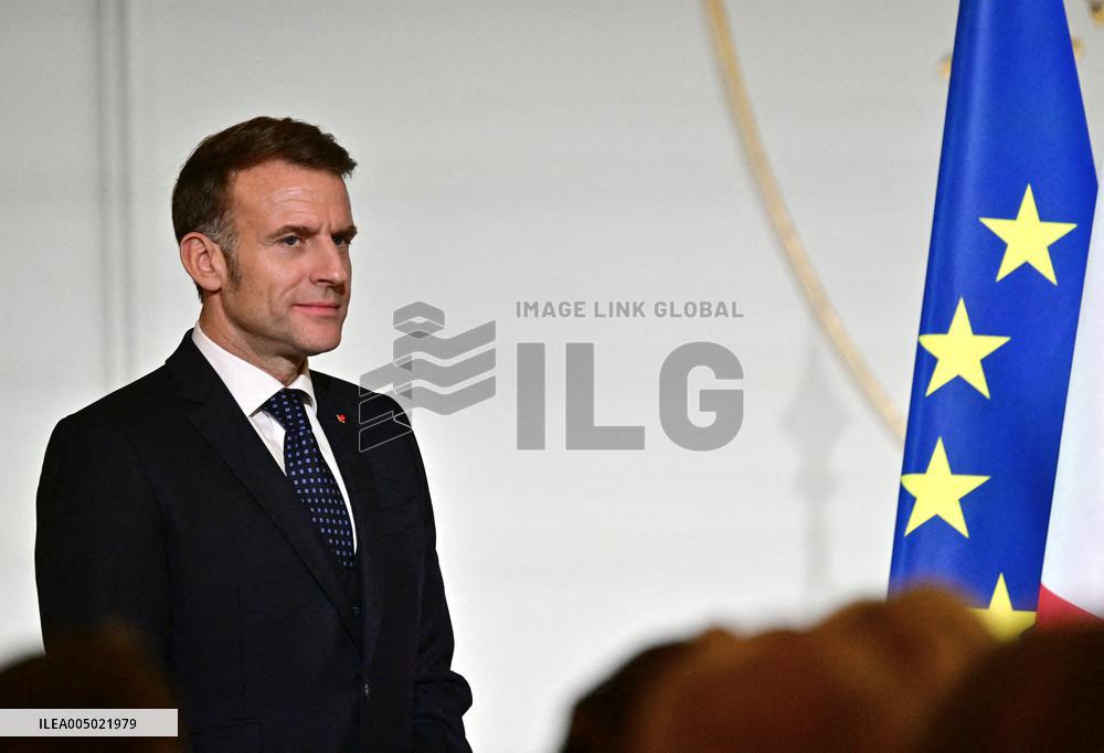 President Macron At The Traditional Epiphany Galette Ceremony - Paris