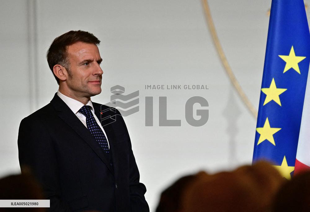 President Macron At The Traditional Epiphany Galette Ceremony - Paris