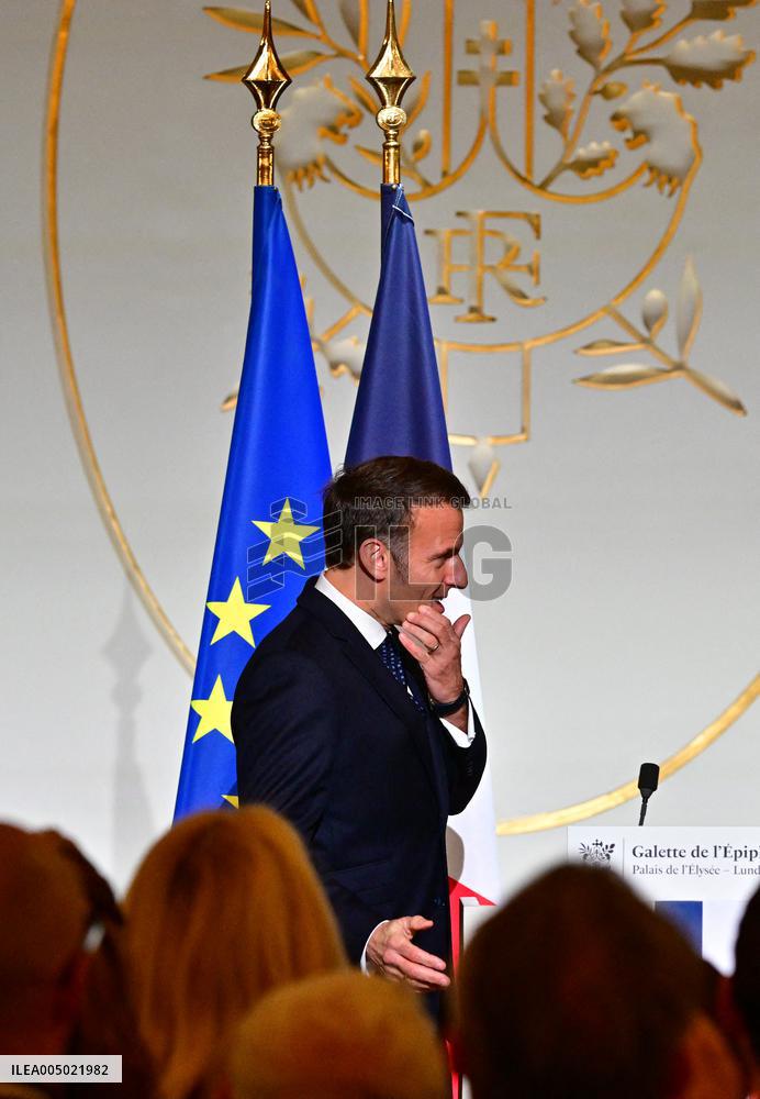 President Macron At The Traditional Epiphany Galette Ceremony - Paris