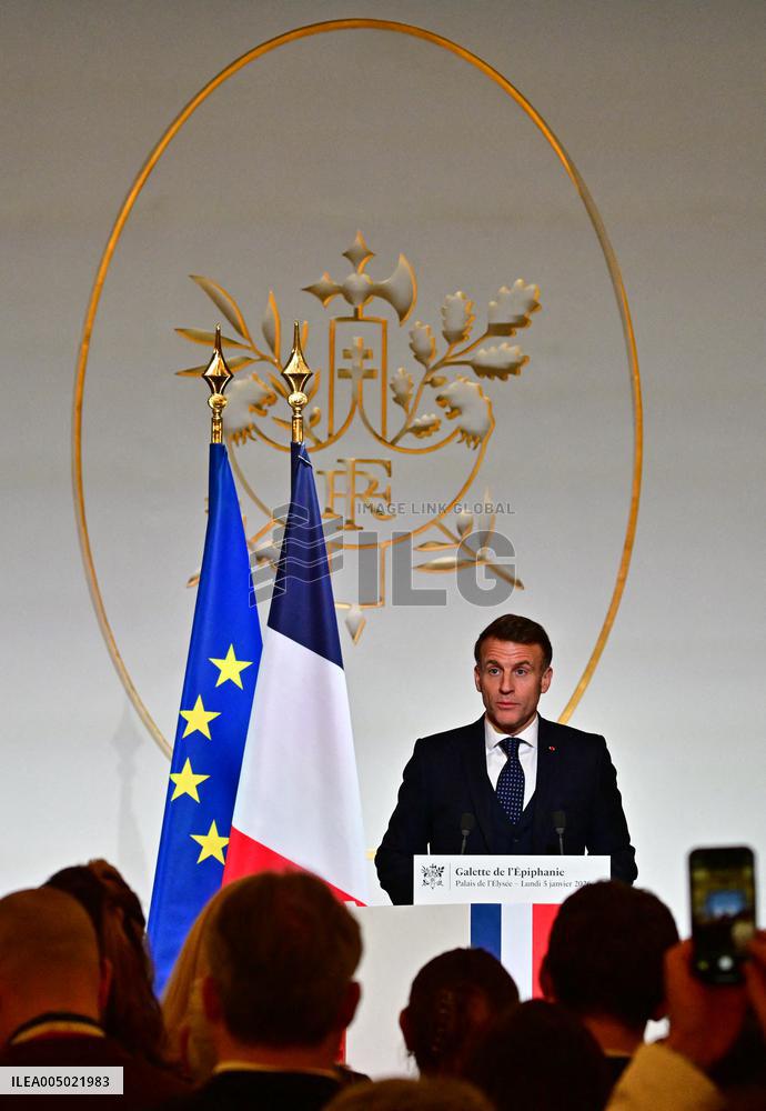 President Macron At The Traditional Epiphany Galette Ceremony - Paris