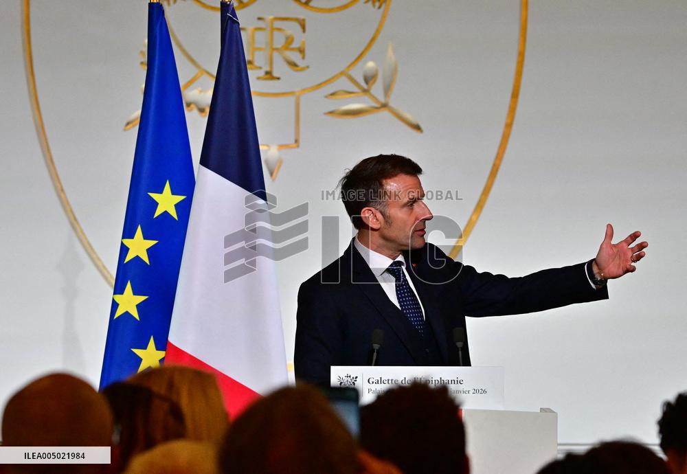 President Macron At The Traditional Epiphany Galette Ceremony - Paris