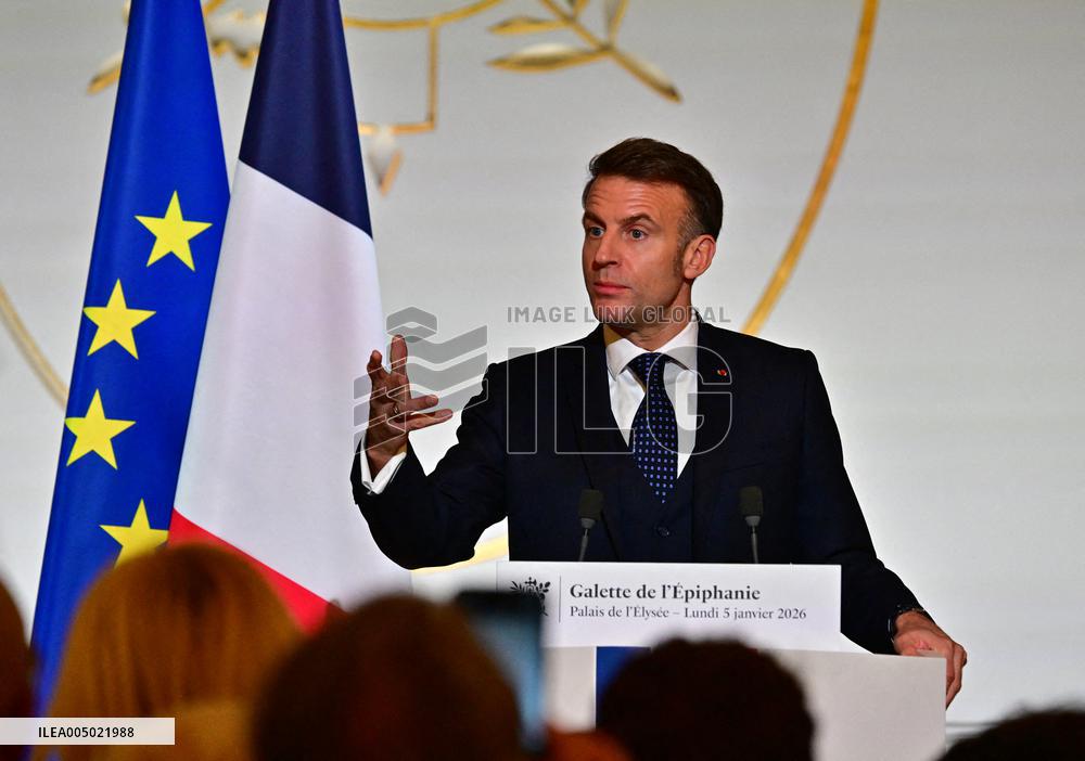 President Macron At The Traditional Epiphany Galette Ceremony - Paris