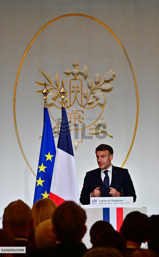 President Macron At The Traditional Epiphany Galette Ceremony - Paris