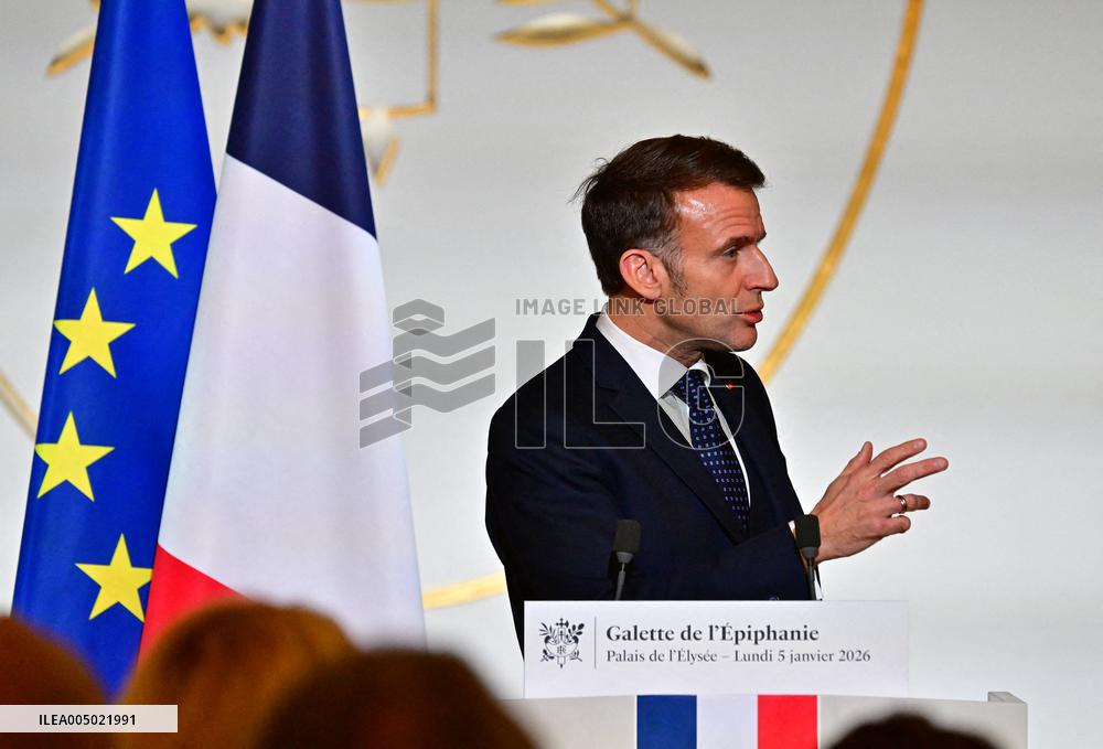 President Macron At The Traditional Epiphany Galette Ceremony - Paris