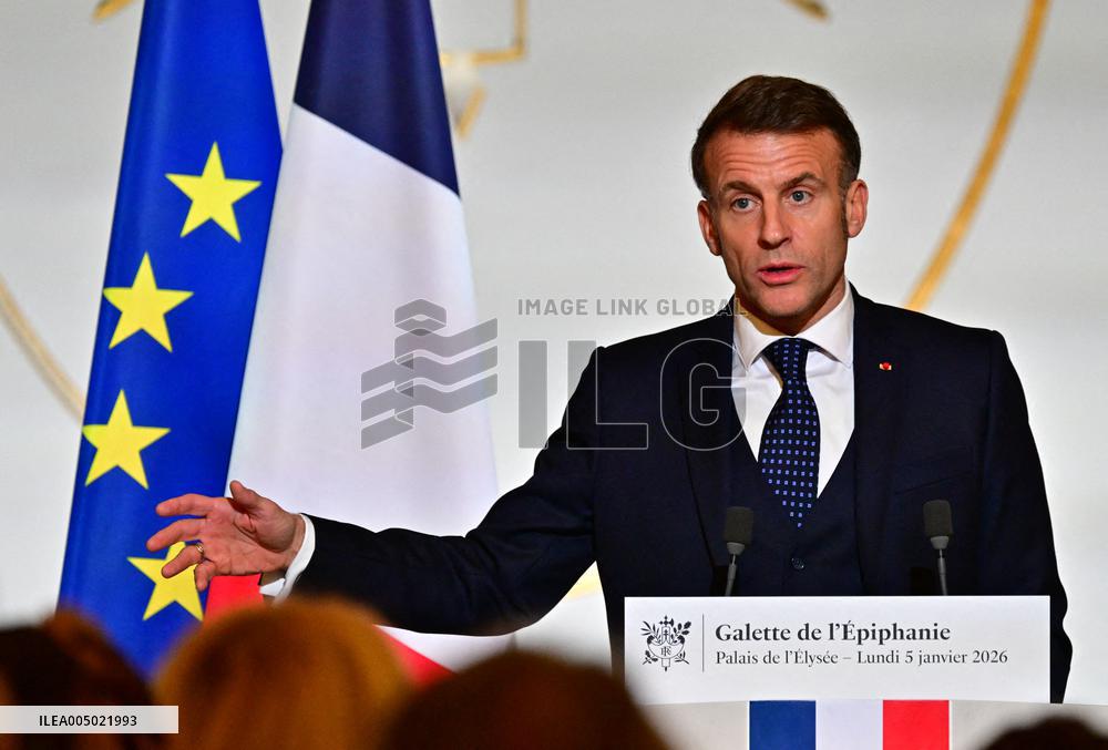 President Macron At The Traditional Epiphany Galette Ceremony - Paris