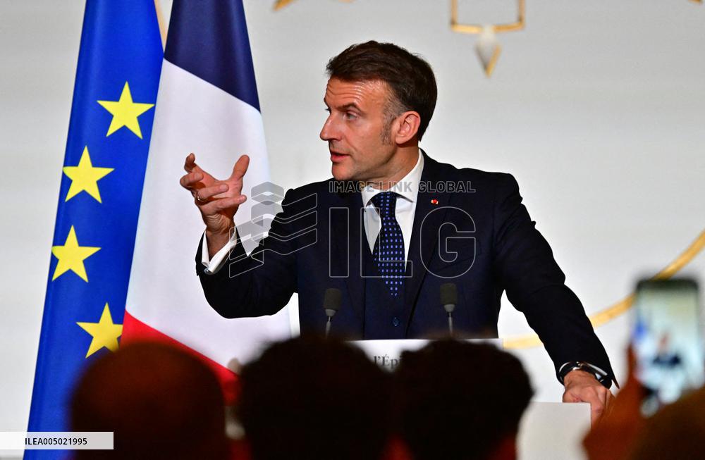 President Macron At The Traditional Epiphany Galette Ceremony - Paris