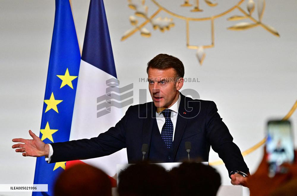 President Macron At The Traditional Epiphany Galette Ceremony - Paris