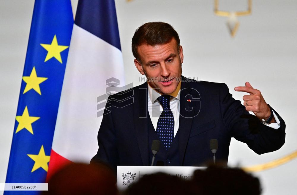 President Macron At The Traditional Epiphany Galette Ceremony - Paris