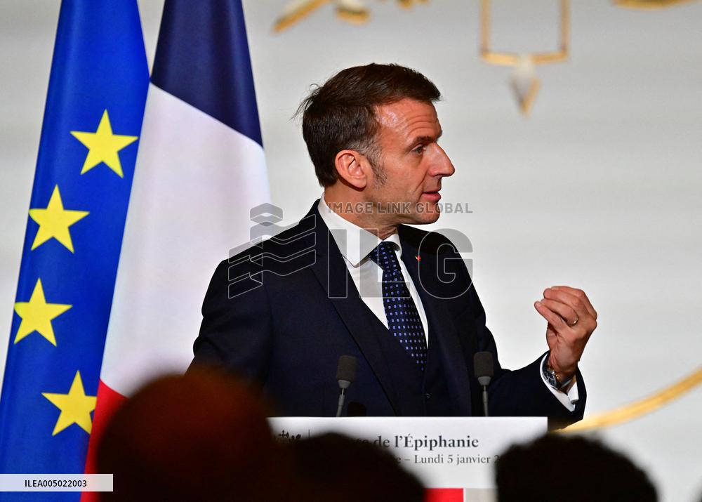 President Macron At The Traditional Epiphany Galette Ceremony - Paris