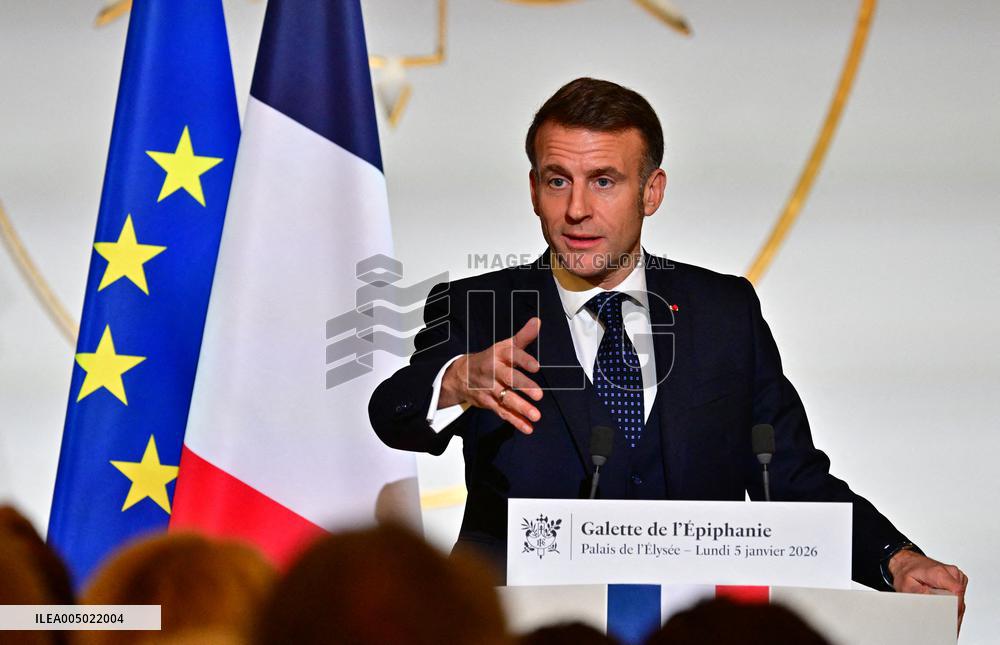 President Macron At The Traditional Epiphany Galette Ceremony - Paris