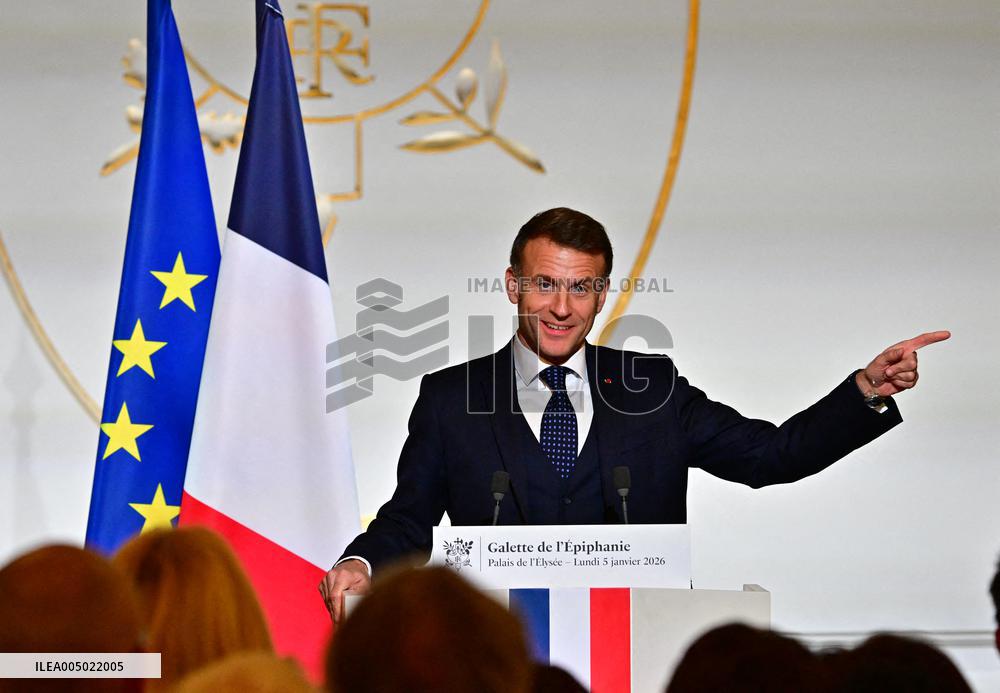 President Macron At The Traditional Epiphany Galette Ceremony - Paris