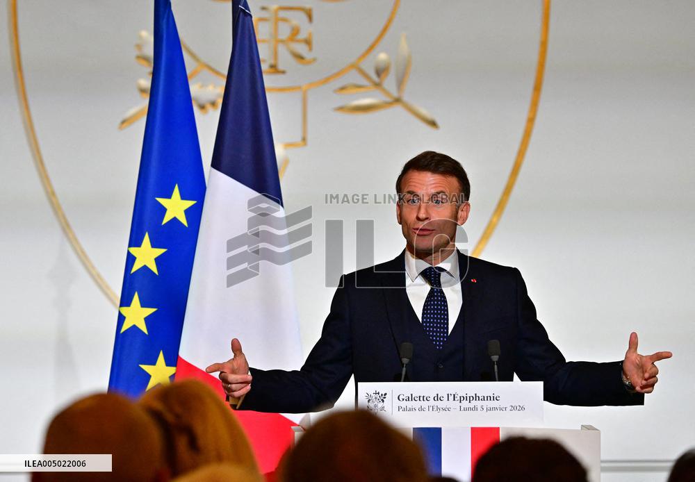 President Macron At The Traditional Epiphany Galette Ceremony - Paris
