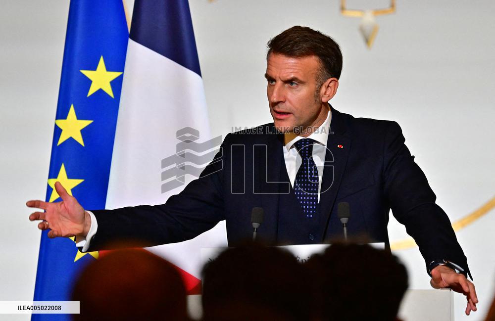 President Macron At The Traditional Epiphany Galette Ceremony - Paris