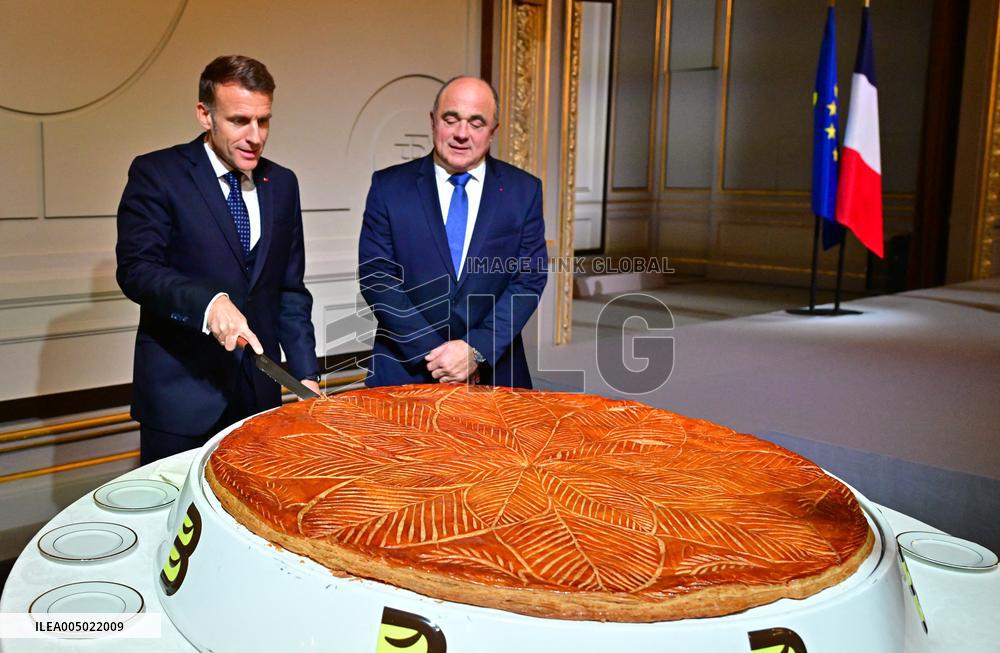 President Macron At The Traditional Epiphany Galette Ceremony - Paris