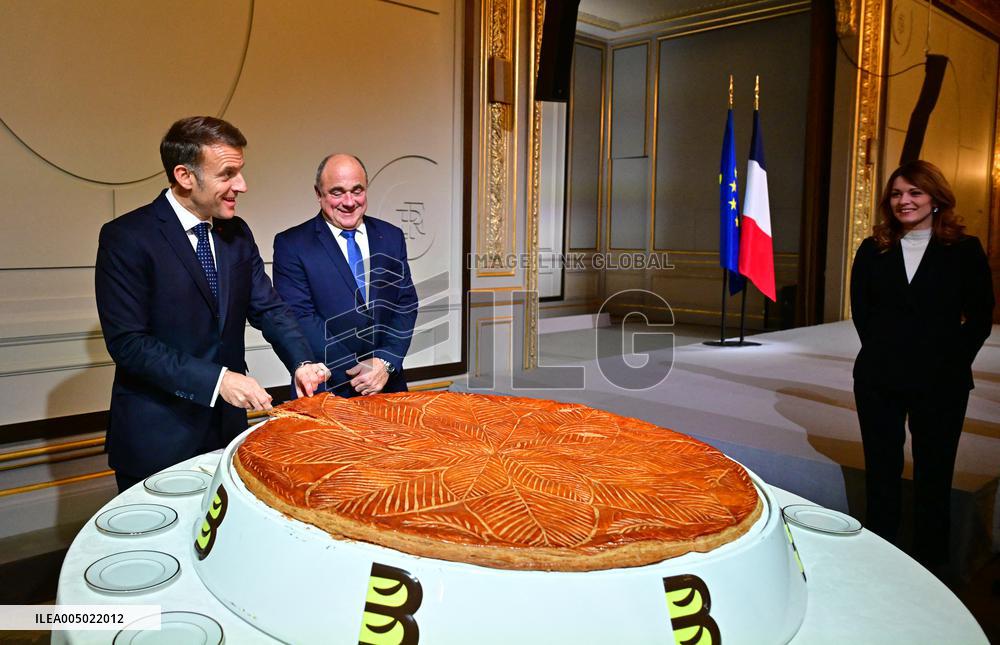 President Macron At The Traditional Epiphany Galette Ceremony - Paris