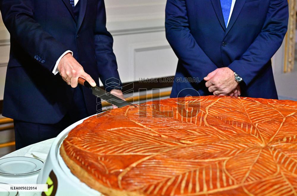 President Macron At The Traditional Epiphany Galette Ceremony - Paris