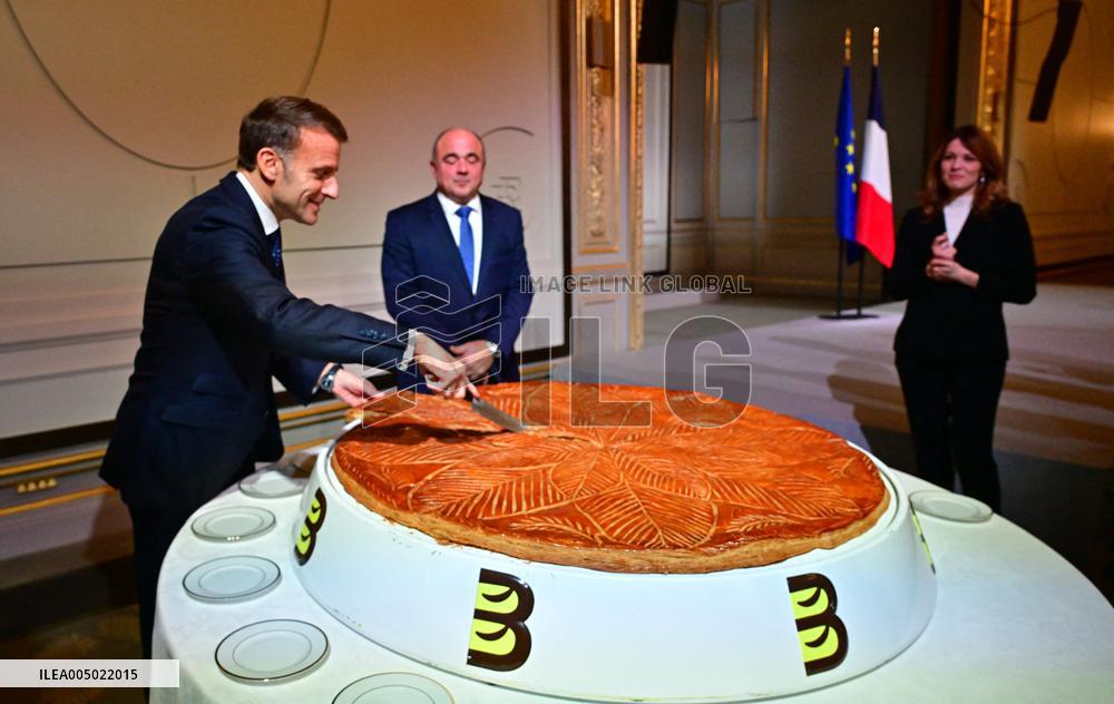 President Macron At The Traditional Epiphany Galette Ceremony - Paris