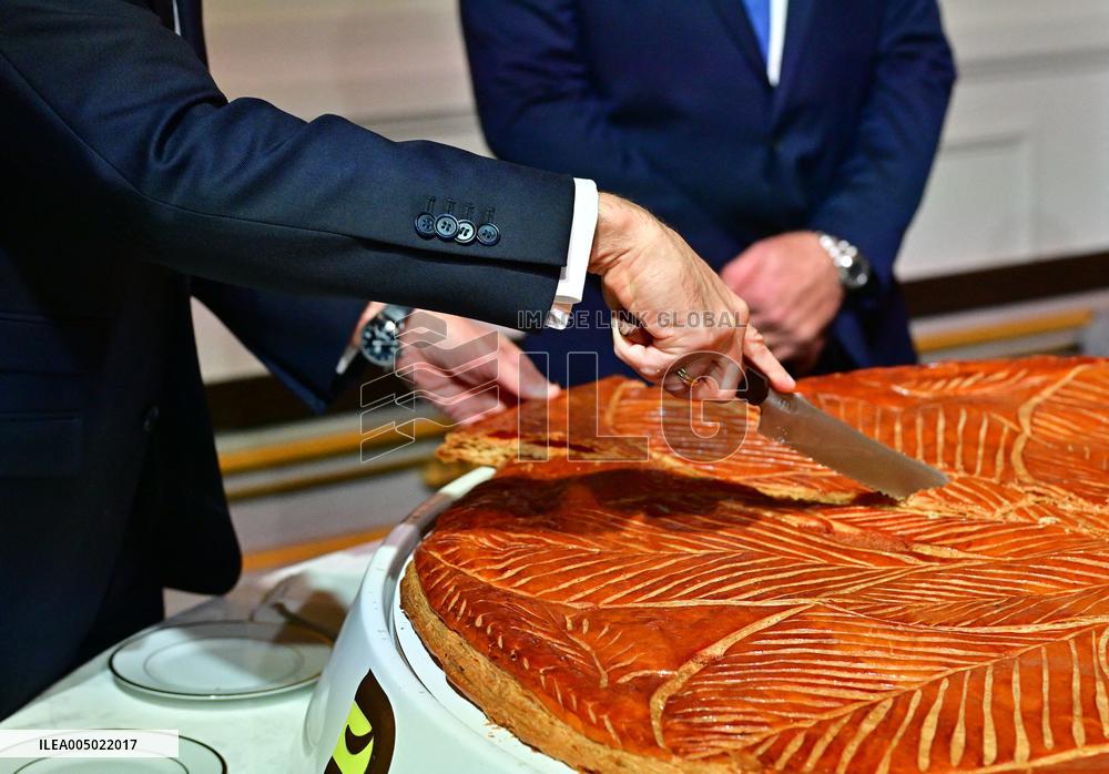 President Macron At The Traditional Epiphany Galette Ceremony - Paris