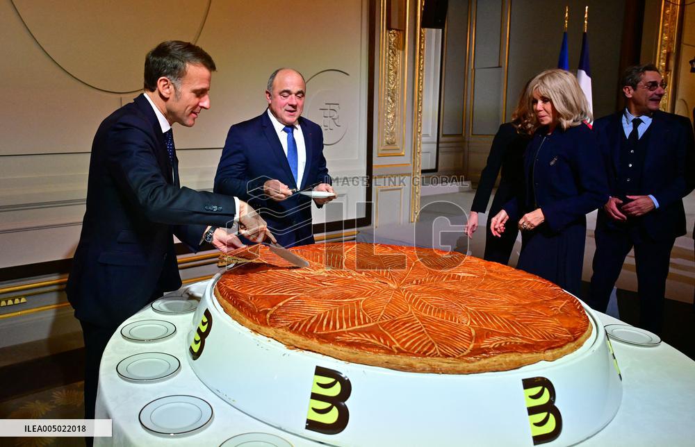 President Macron At The Traditional Epiphany Galette Ceremony - Paris