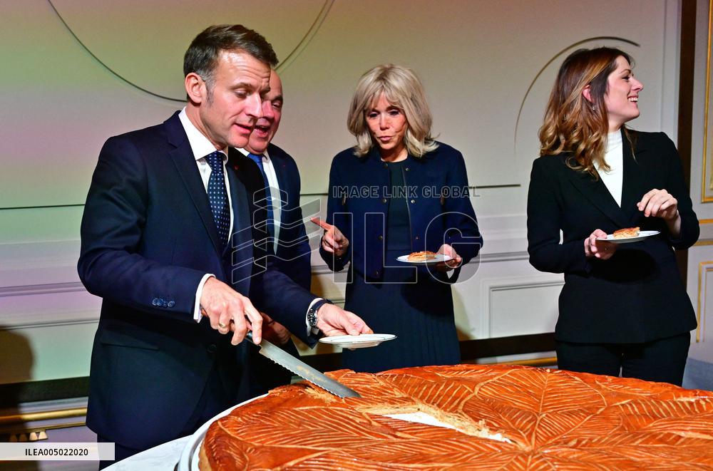 President Macron At The Traditional Epiphany Galette Ceremony - Paris