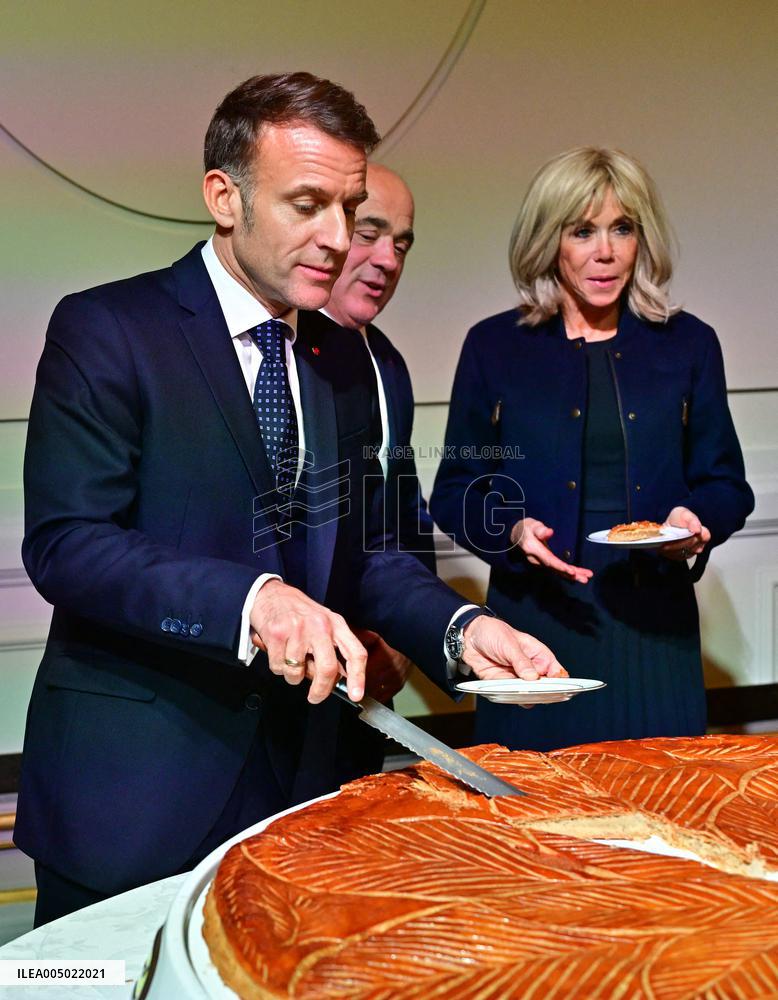 President Macron At The Traditional Epiphany Galette Ceremony - Paris