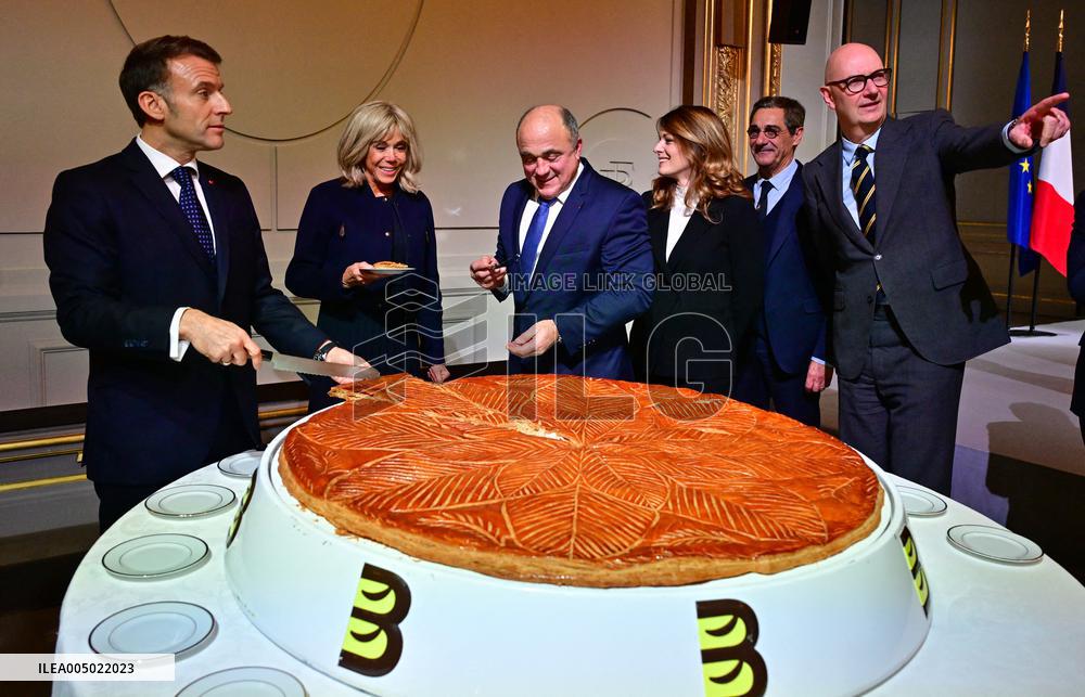President Macron At The Traditional Epiphany Galette Ceremony - Paris