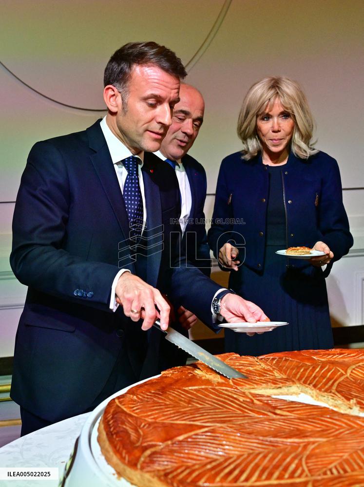President Macron At The Traditional Epiphany Galette Ceremony - Paris