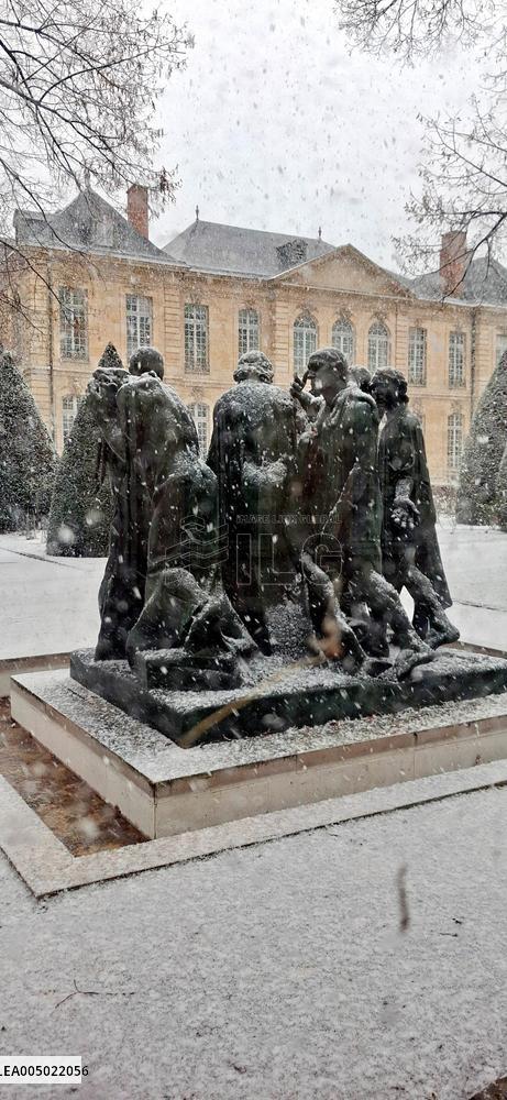 Snowfall Over Invalides and Concorde - Paris