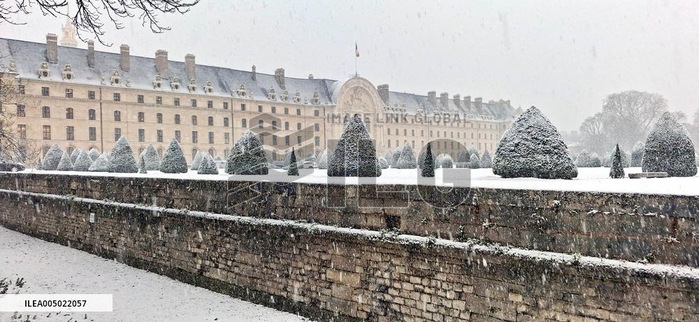 Snowfall Over Invalides and Concorde - Paris