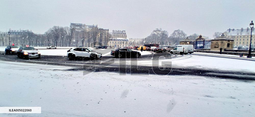 Snowfall Over Invalides and Concorde - Paris