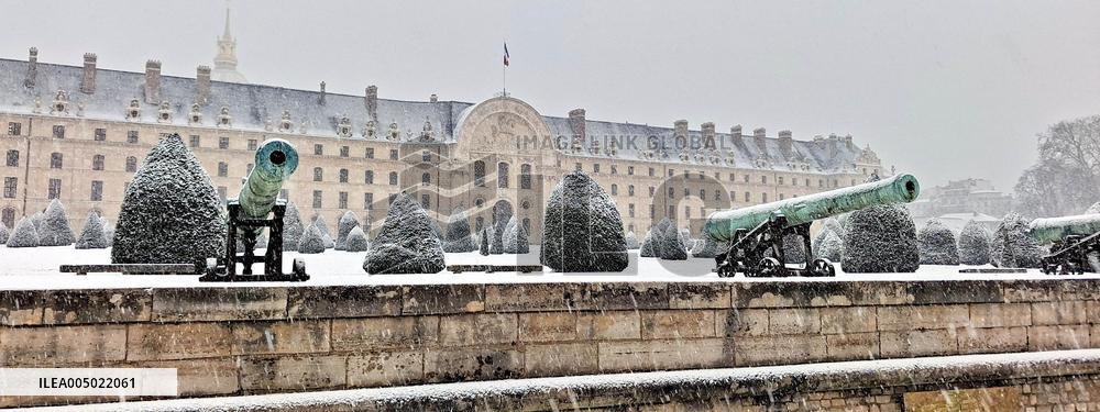 Snowfall Over Invalides and Concorde - Paris
