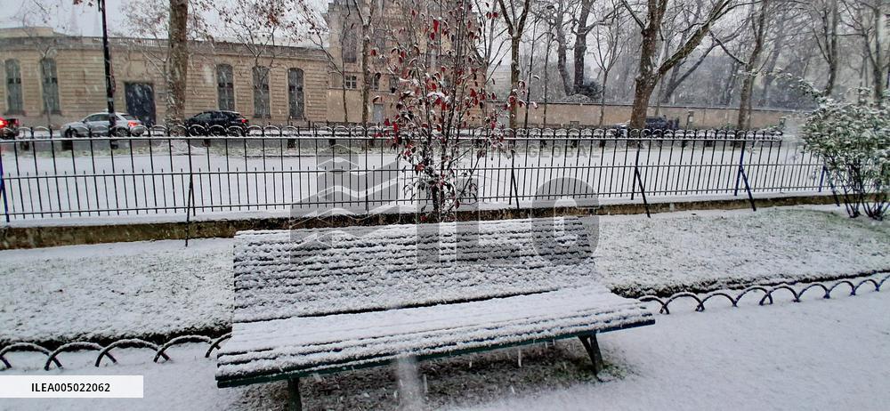 Snowfall Over Invalides and Concorde - Paris