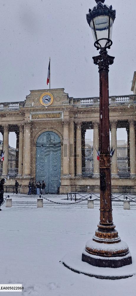 Snowfall Over Invalides and Concorde - Paris