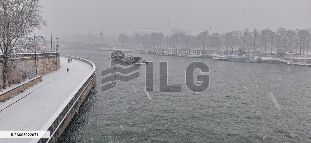 Snowfall Over Invalides and Concorde - Paris